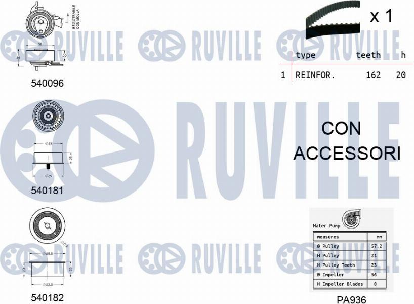 Ruville 5500401 - Pompa acqua + Kit cinghie dentate autozon.pro