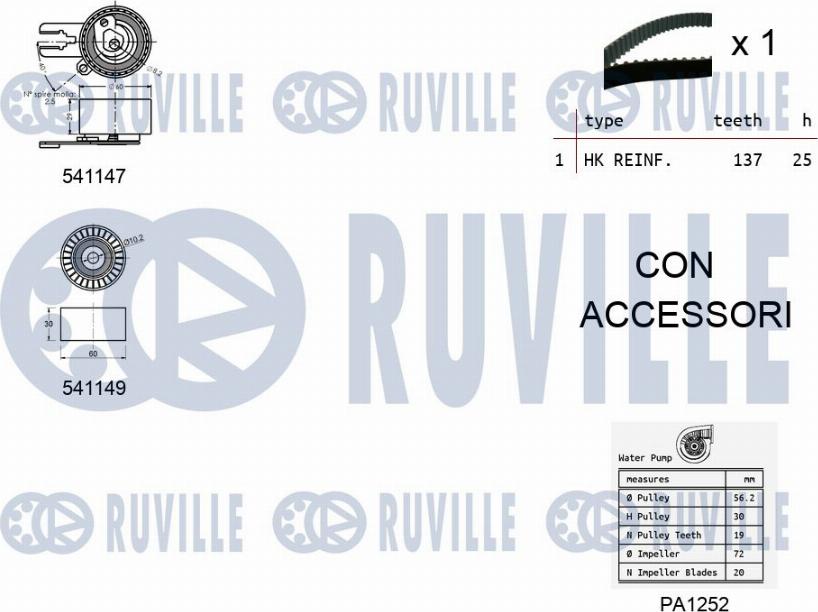 Ruville 5500581 - Pompa acqua + Kit cinghie dentate autozon.pro