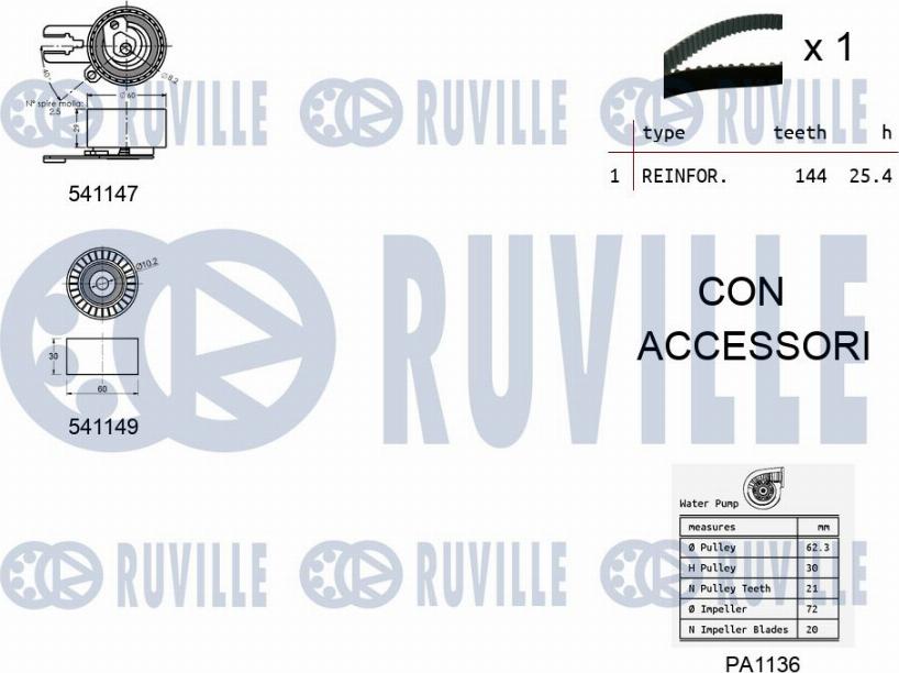 Ruville 5500521 - Pompa acqua + Kit cinghie dentate autozon.pro