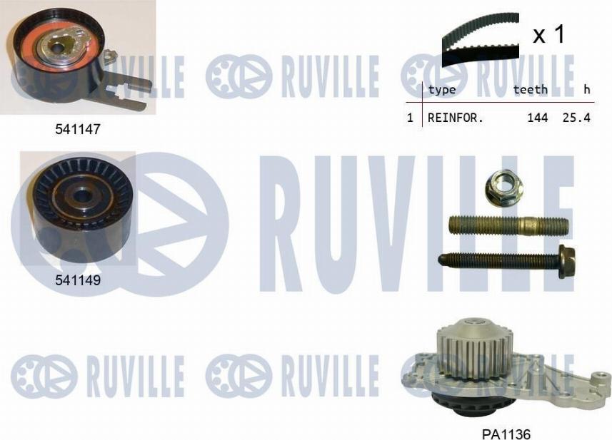 Ruville 5500521 - Pompa acqua + Kit cinghie dentate autozon.pro