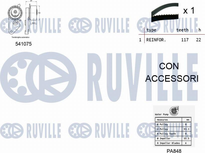 Ruville 5500641 - Pompa acqua + Kit cinghie dentate autozon.pro