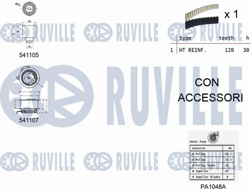 Ruville 5500611 - Pompa acqua + Kit cinghie dentate autozon.pro