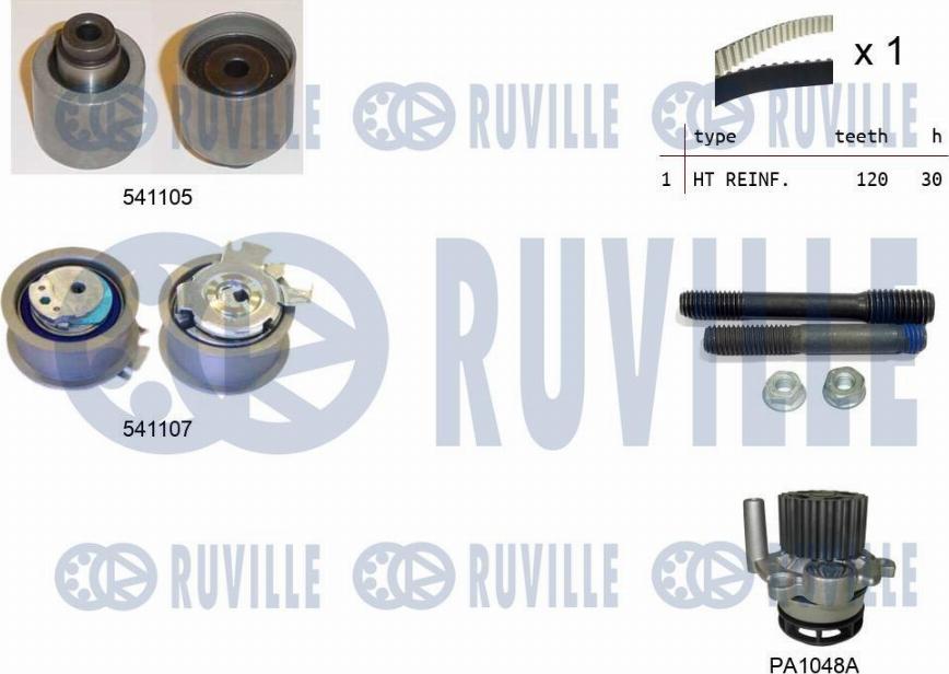 Ruville 5500611 - Pompa acqua + Kit cinghie dentate autozon.pro