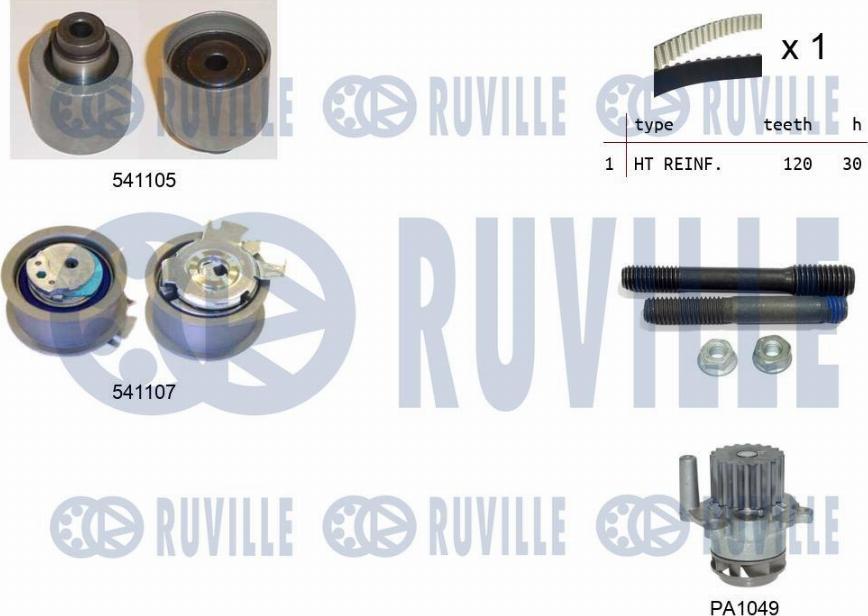 Ruville 5500613 - Pompa acqua + Kit cinghie dentate autozon.pro