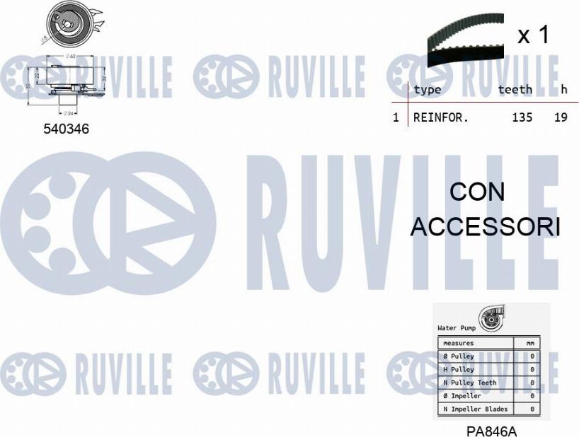 Ruville 5500071 - Pompa acqua + Kit cinghie dentate autozon.pro