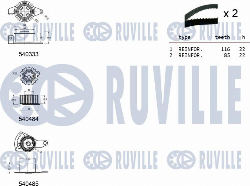 Ruville 550014 - Kit cinghie dentate autozon.pro