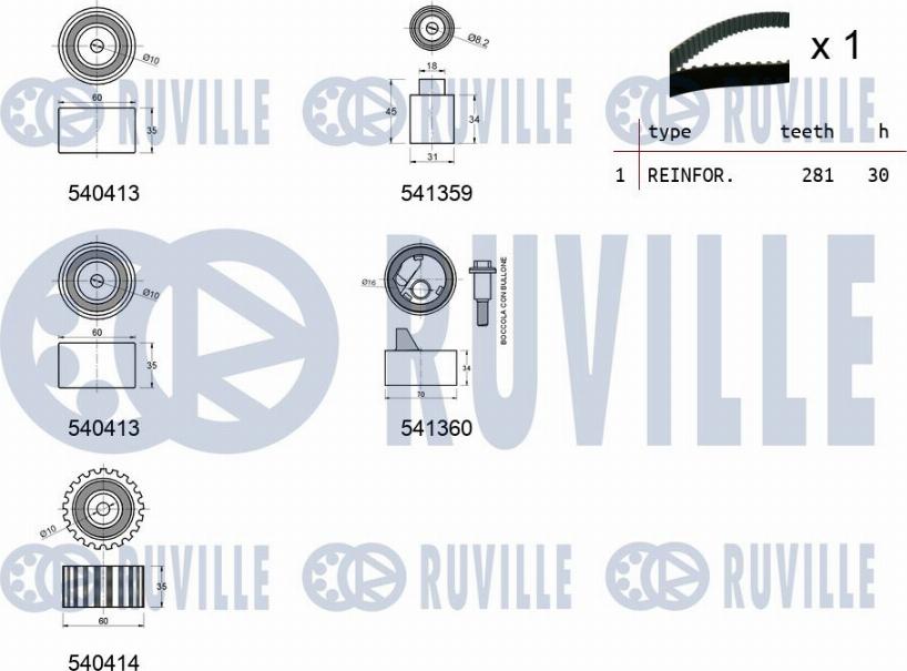 Ruville 550198 - Kit cinghie dentate autozon.pro