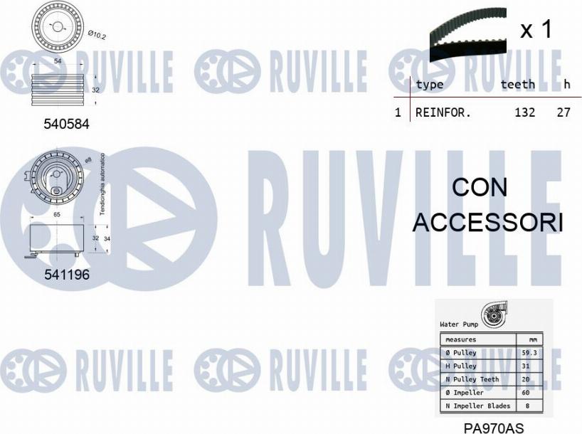 Ruville 5501091 - Pompa acqua + Kit cinghie dentate autozon.pro