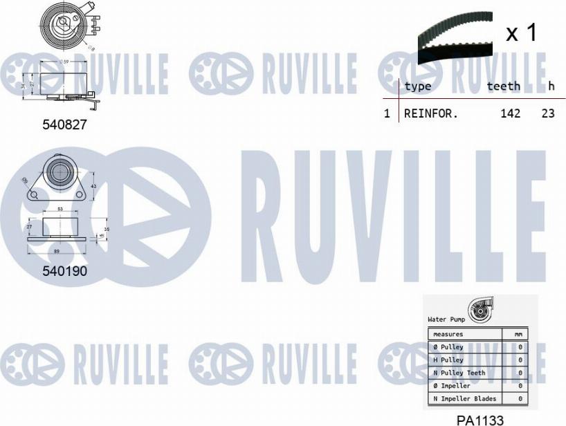 Ruville 5501101 - Pompa acqua + Kit cinghie dentate autozon.pro