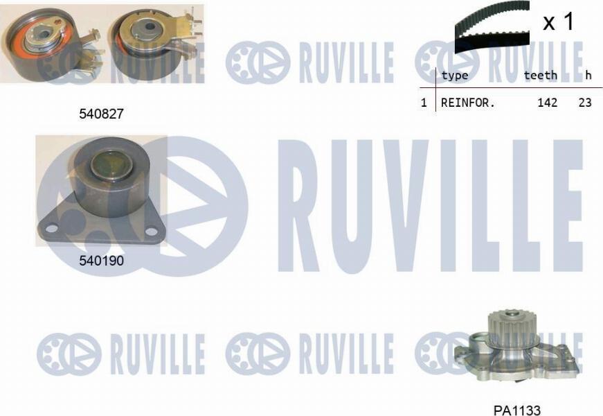 Ruville 5501101 - Pompa acqua + Kit cinghie dentate autozon.pro