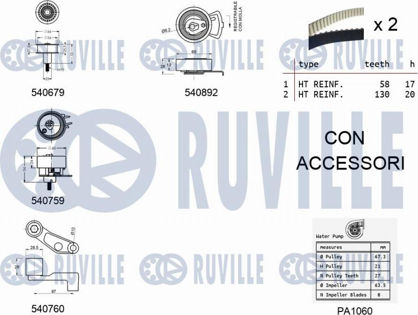 Ruville 5501362 - Pompa acqua + Kit cinghie dentate autozon.pro