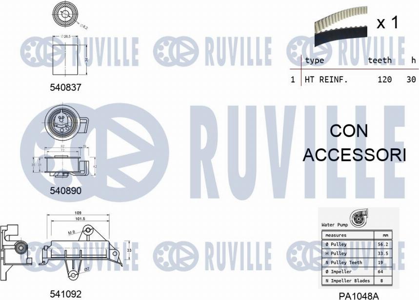 Ruville 5501381 - Pompa acqua + Kit cinghie dentate autozon.pro