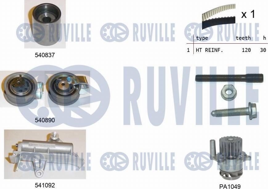 Ruville 5501382 - Pompa acqua + Kit cinghie dentate autozon.pro