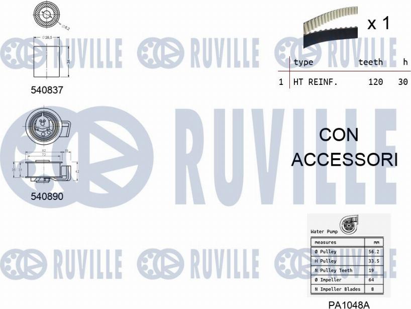 Ruville 5501371 - Pompa acqua + Kit cinghie dentate autozon.pro