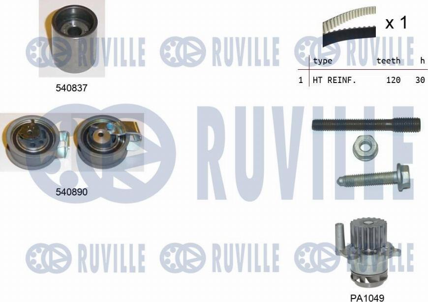 Ruville 5501372 - Pompa acqua + Kit cinghie dentate autozon.pro