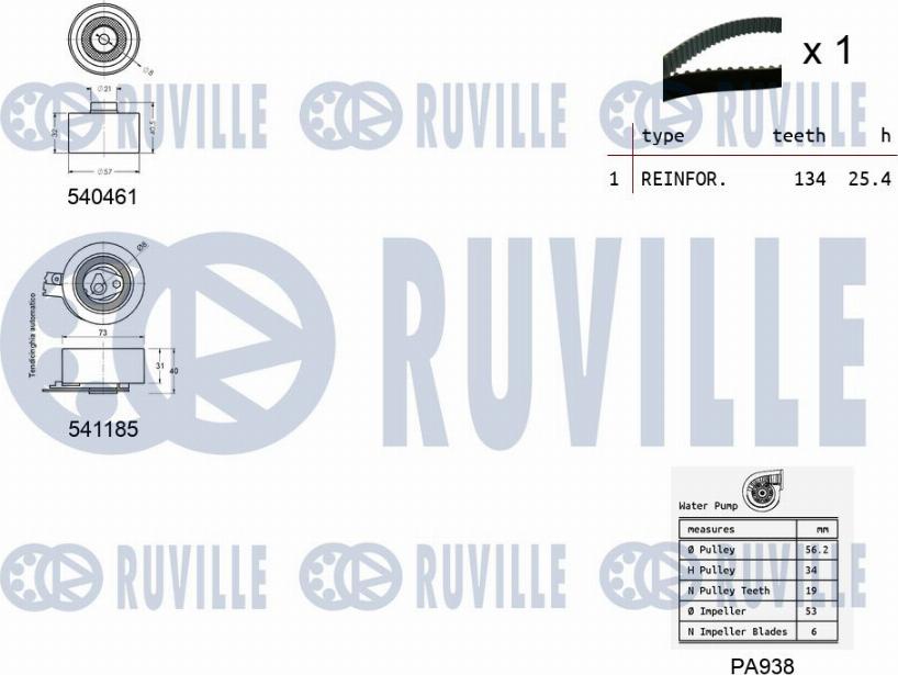 Ruville 5501201 - Pompa acqua + Kit cinghie dentate autozon.pro