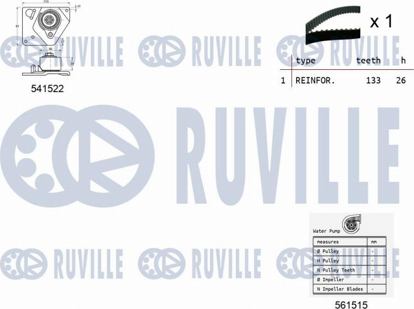 Ruville 5501282 - Pompa acqua + Kit cinghie dentate autozon.pro