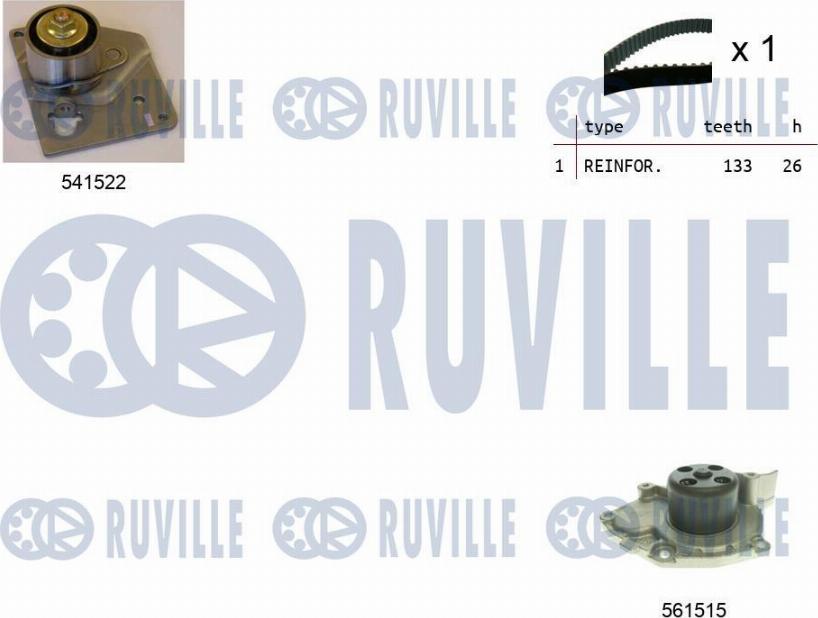 Ruville 5501282 - Pompa acqua + Kit cinghie dentate autozon.pro