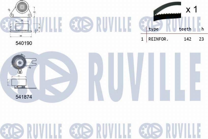 Ruville 550365 - Kit cinghie dentate autozon.pro