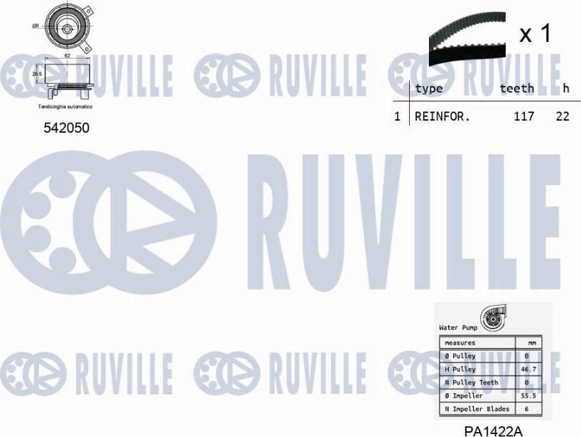 Ruville 5503041 - Pompa acqua + Kit cinghie dentate autozon.pro