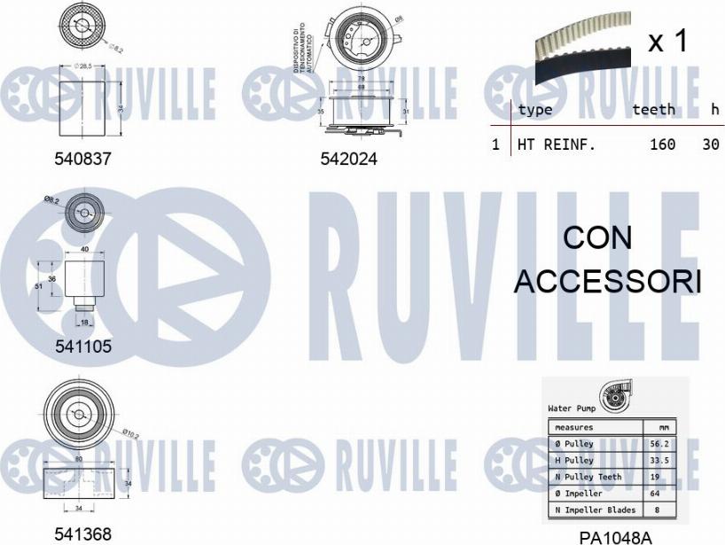 Ruville 5503051 - Pompa acqua + Kit cinghie dentate autozon.pro