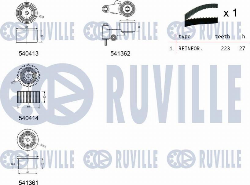 Ruville 550313 - Kit cinghie dentate autozon.pro