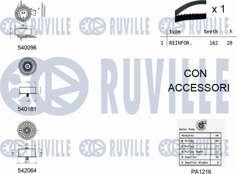 Ruville 5503171 - Pompa acqua + Kit cinghie dentate autozon.pro