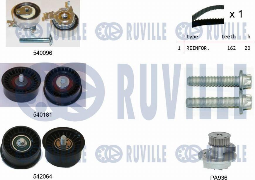 Ruville 5503173 - Pompa acqua + Kit cinghie dentate autozon.pro