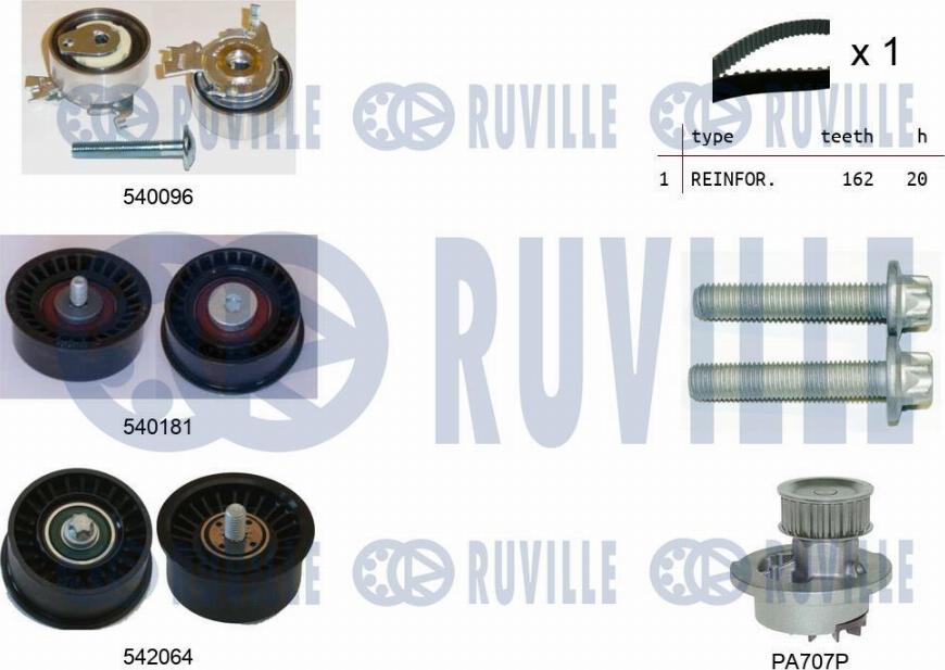 Ruville 5503172 - Pompa acqua + Kit cinghie dentate autozon.pro