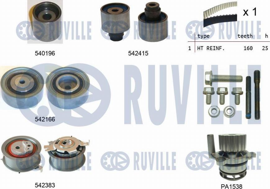 Ruville 5503351 - Pompa acqua + Kit cinghie dentate autozon.pro