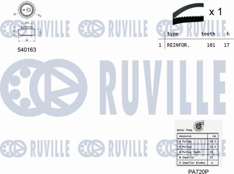 Ruville 5503301 - Pompa acqua + Kit cinghie dentate autozon.pro