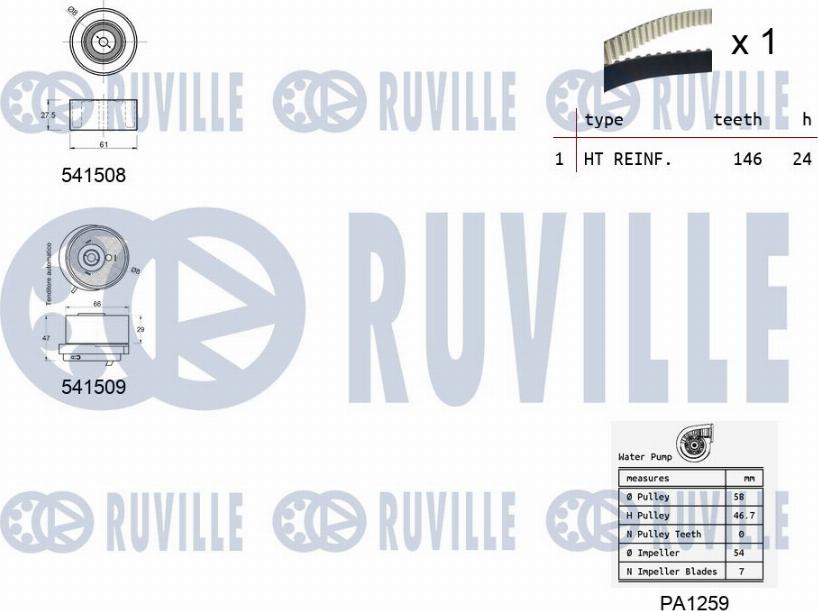 Ruville 5503201 - Pompa acqua + Kit cinghie dentate autozon.pro