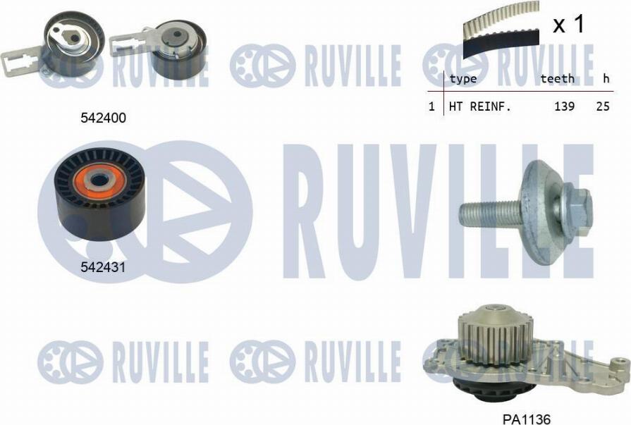 Ruville 5503791 - Pompa acqua + Kit cinghie dentate autozon.pro