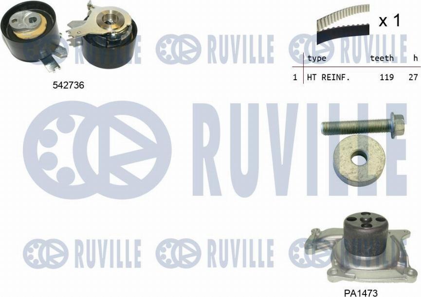 Ruville 5503781 - Pompa acqua + Kit cinghie dentate autozon.pro