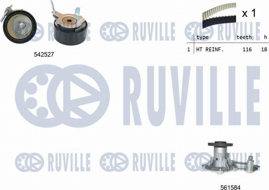 Ruville 5503731 - Pompa acqua + Kit cinghie dentate autozon.pro