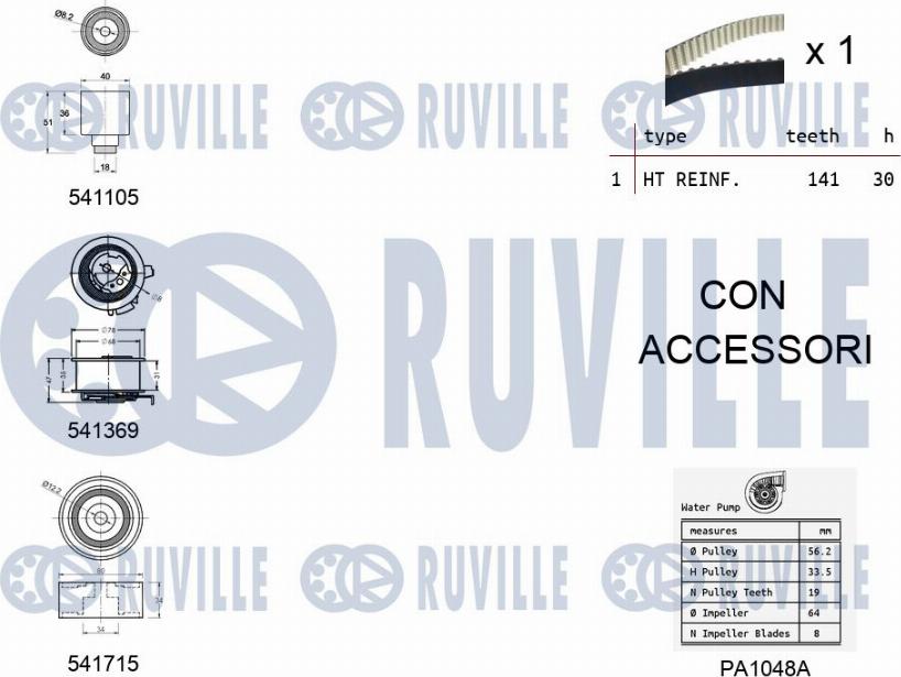 Ruville 5502991 - Pompa acqua + Kit cinghie dentate autozon.pro