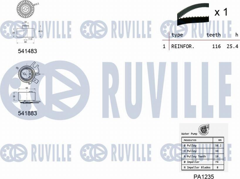 Ruville 5502962 - Pompa acqua + Kit cinghie dentate autozon.pro