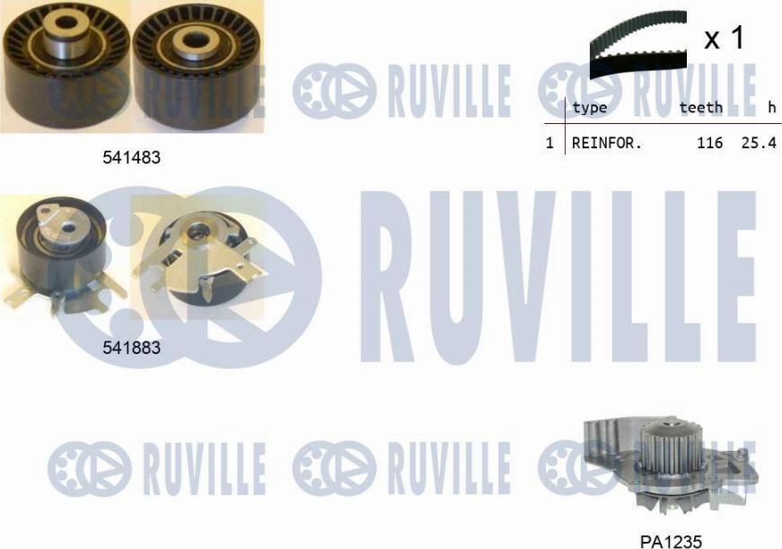 Ruville 5502962 - Pompa acqua + Kit cinghie dentate autozon.pro