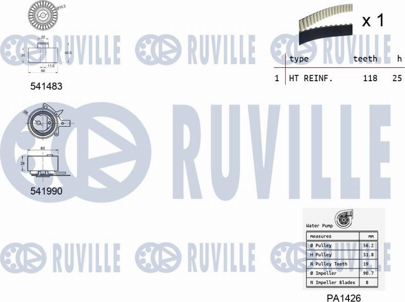 Ruville 5502801 - Pompa acqua + Kit cinghie dentate autozon.pro