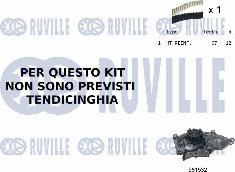 Ruville 55B0031 - Pompa acqua + Kit cinghie dentate autozon.pro