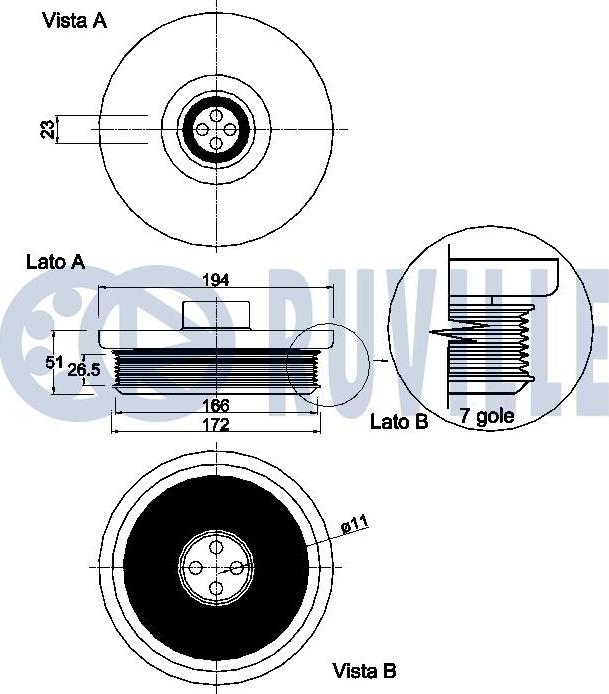 Ruville 520355 - Puleggia cinghia, Albero a gomiti autozon.pro