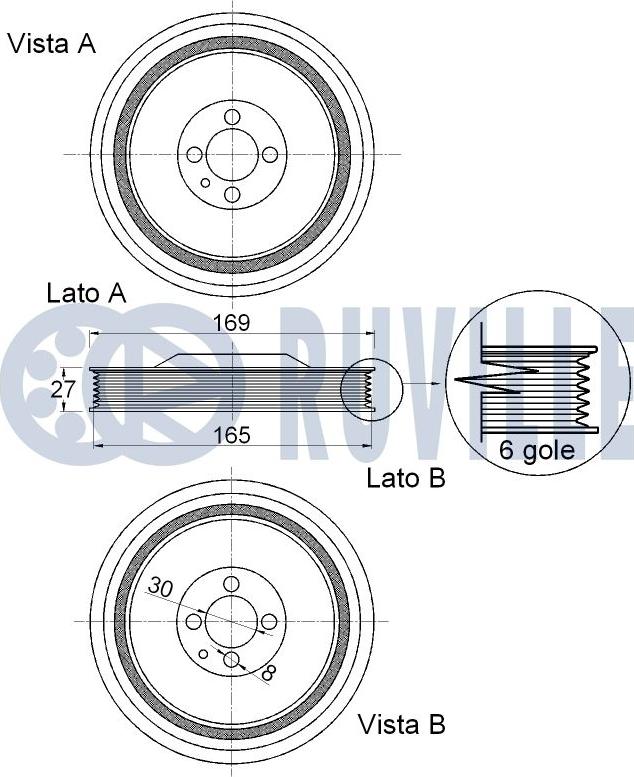 Ruville 520360 - Puleggia cinghia, Albero a gomiti autozon.pro