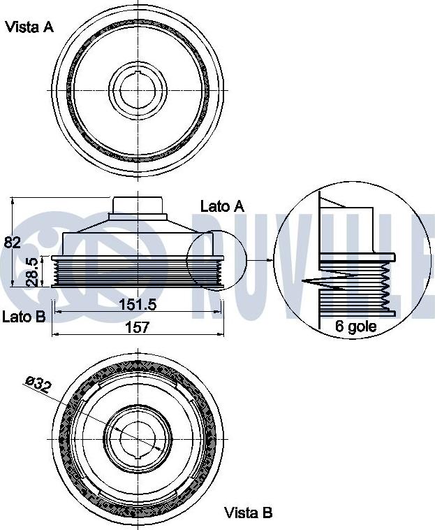 Ruville 520362 - Puleggia cinghia, Albero a gomiti autozon.pro