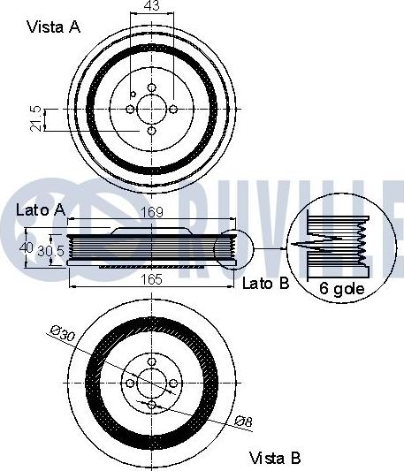 Ruville 520245 - Puleggia cinghia, Albero a gomiti autozon.pro