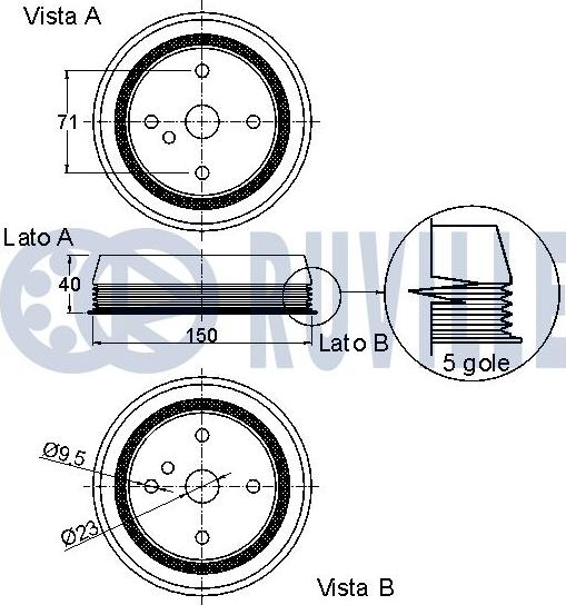 Ruville 520254 - Puleggia cinghia, Albero a gomiti autozon.pro