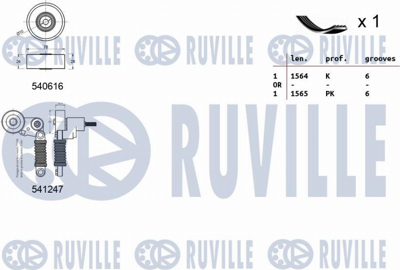 Ruville 570057 - Kit Cinghie Poly-V autozon.pro