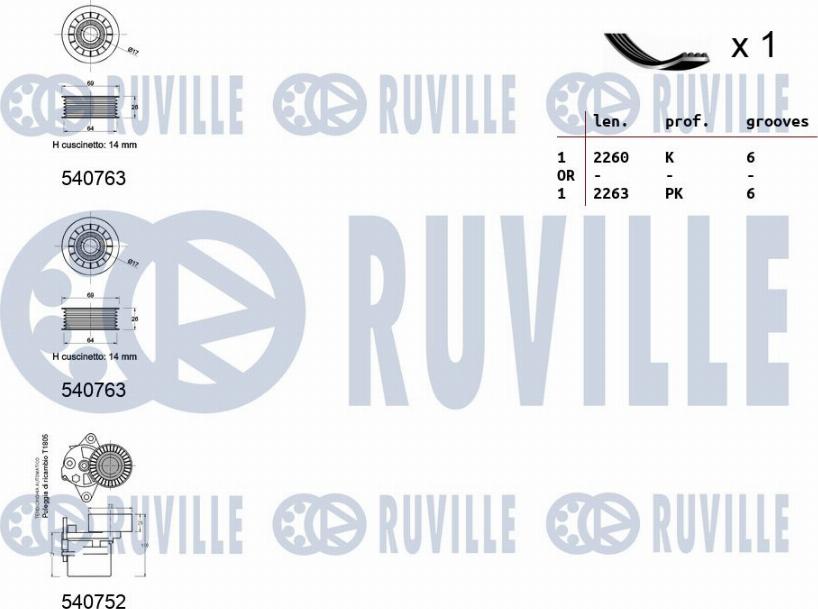 Ruville 570088 - Kit Cinghie Poly-V autozon.pro