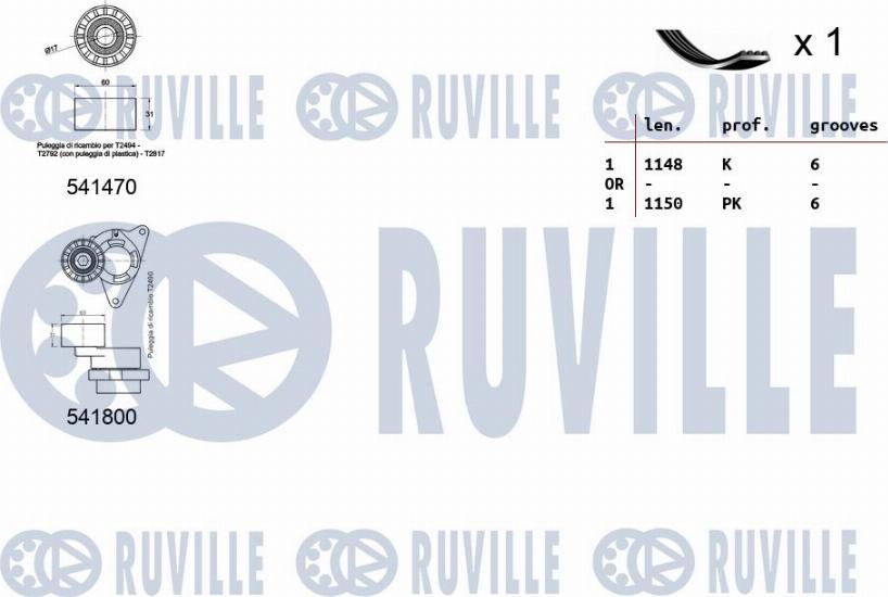 Ruville 570082 - Kit Cinghie Poly-V autozon.pro