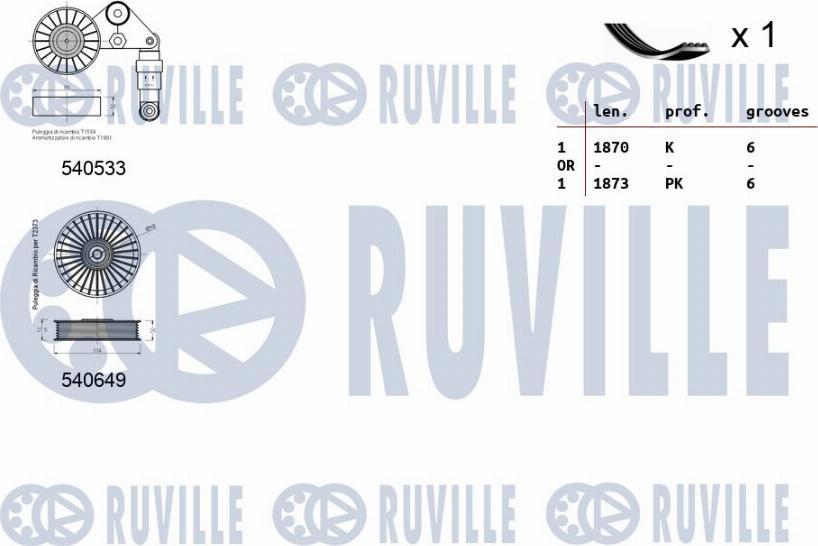 Ruville 570078 - Kit Cinghie Poly-V autozon.pro