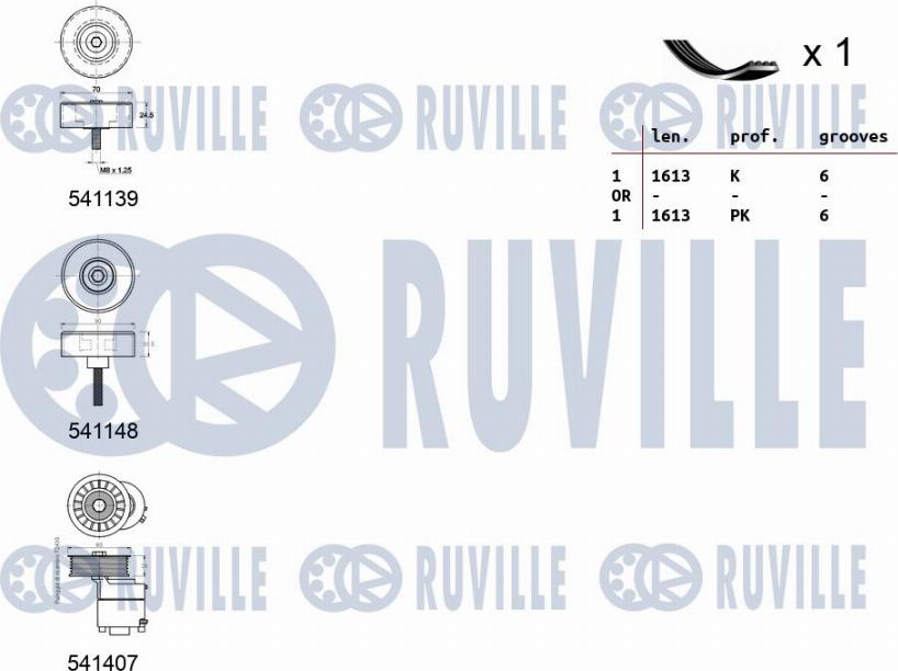 Ruville 570140 - Kit Cinghie Poly-V autozon.pro